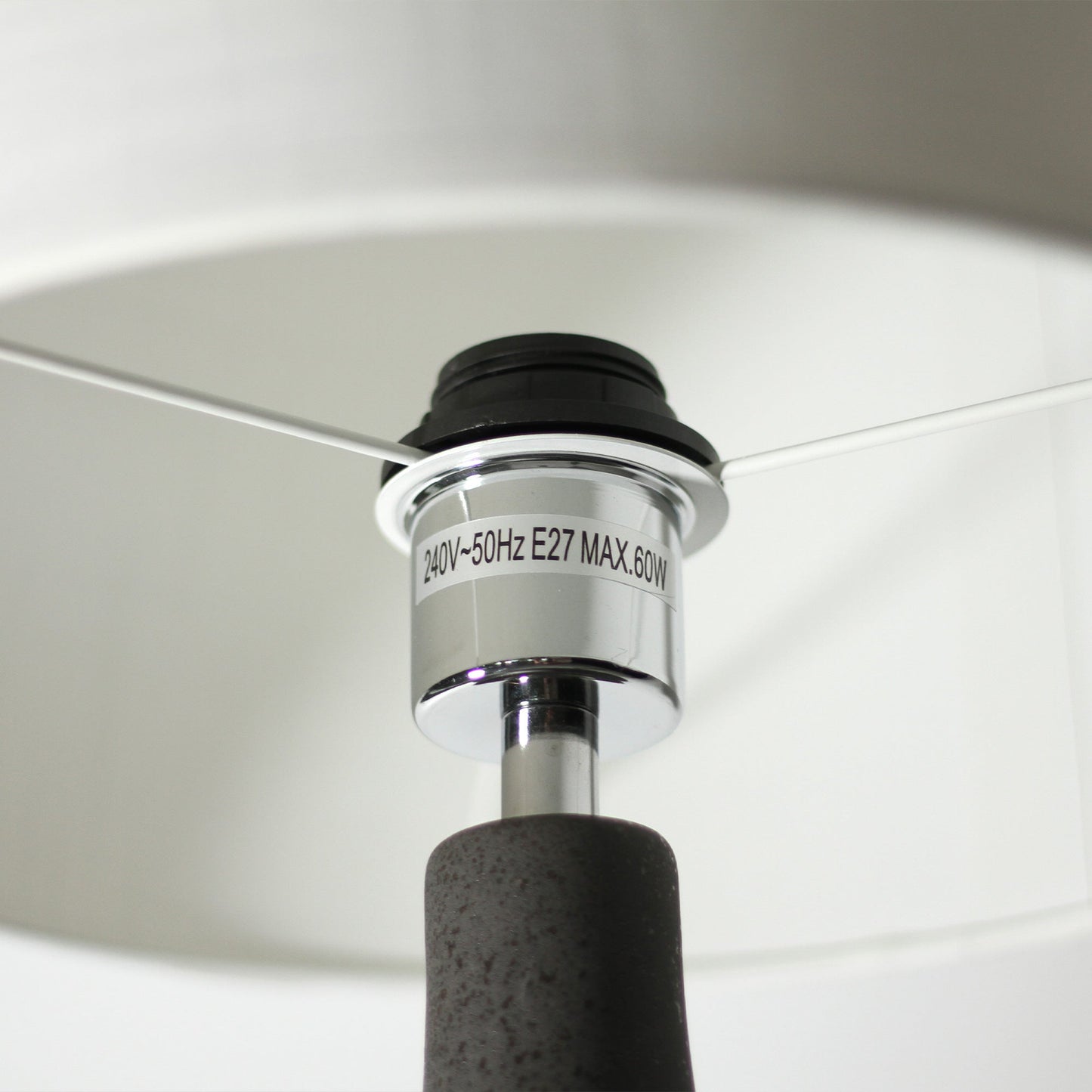 Symfonisk Desk Lamp - Small, Black Ceramic Base, White Fabric Shade, Modern Design