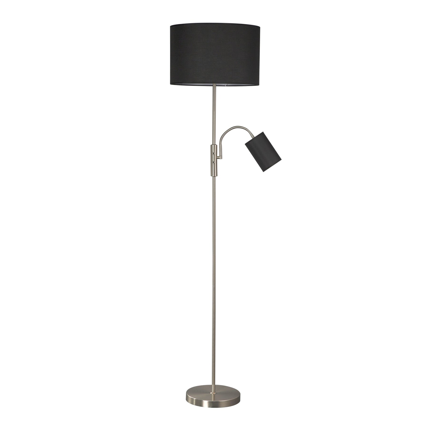 Lexi Lighting Cylinya Mother & Child Floor Lamp with Dual Fabric Shades - Black