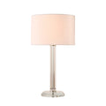 Cosima Table Lamp – Clear Glass Base with White Fabric Shade, E27