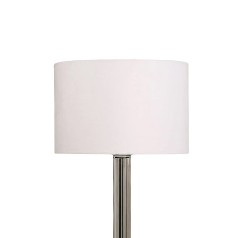 Cosima Table Lamp – Clear Glass Base with White Fabric Shade, E27