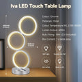 Iva LED Touch Table Lamp – Chrome 44cm, 18W Circular Light Design