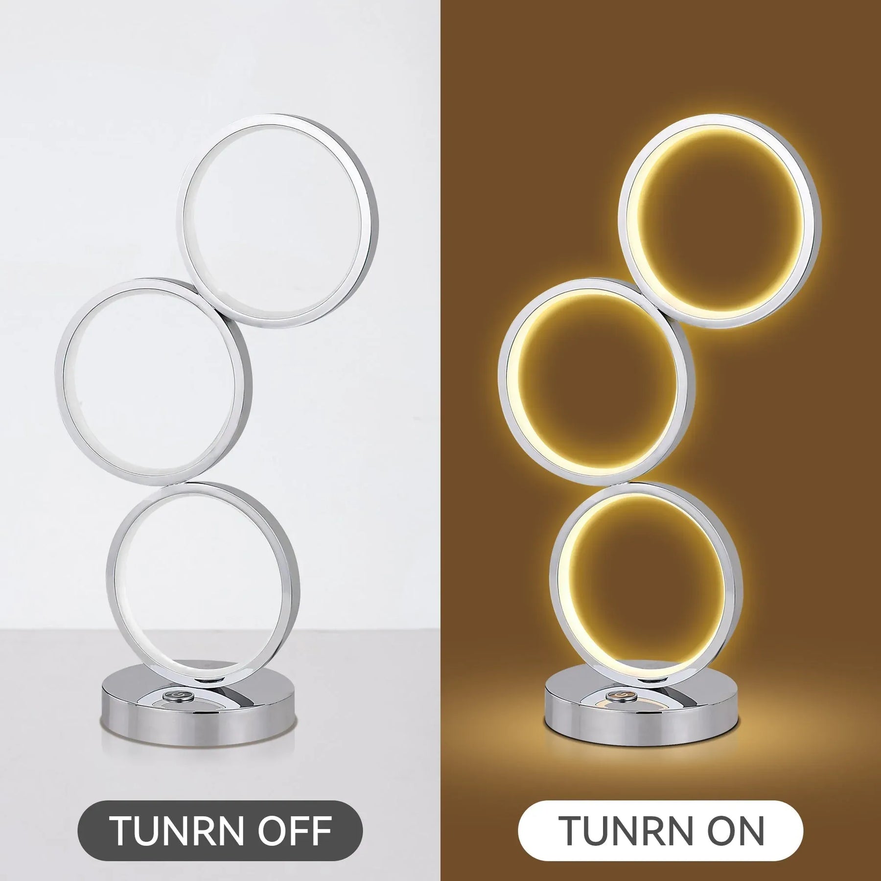 Iva LED Touch Table Lamp – Chrome 44cm, 18W Circular Light Design