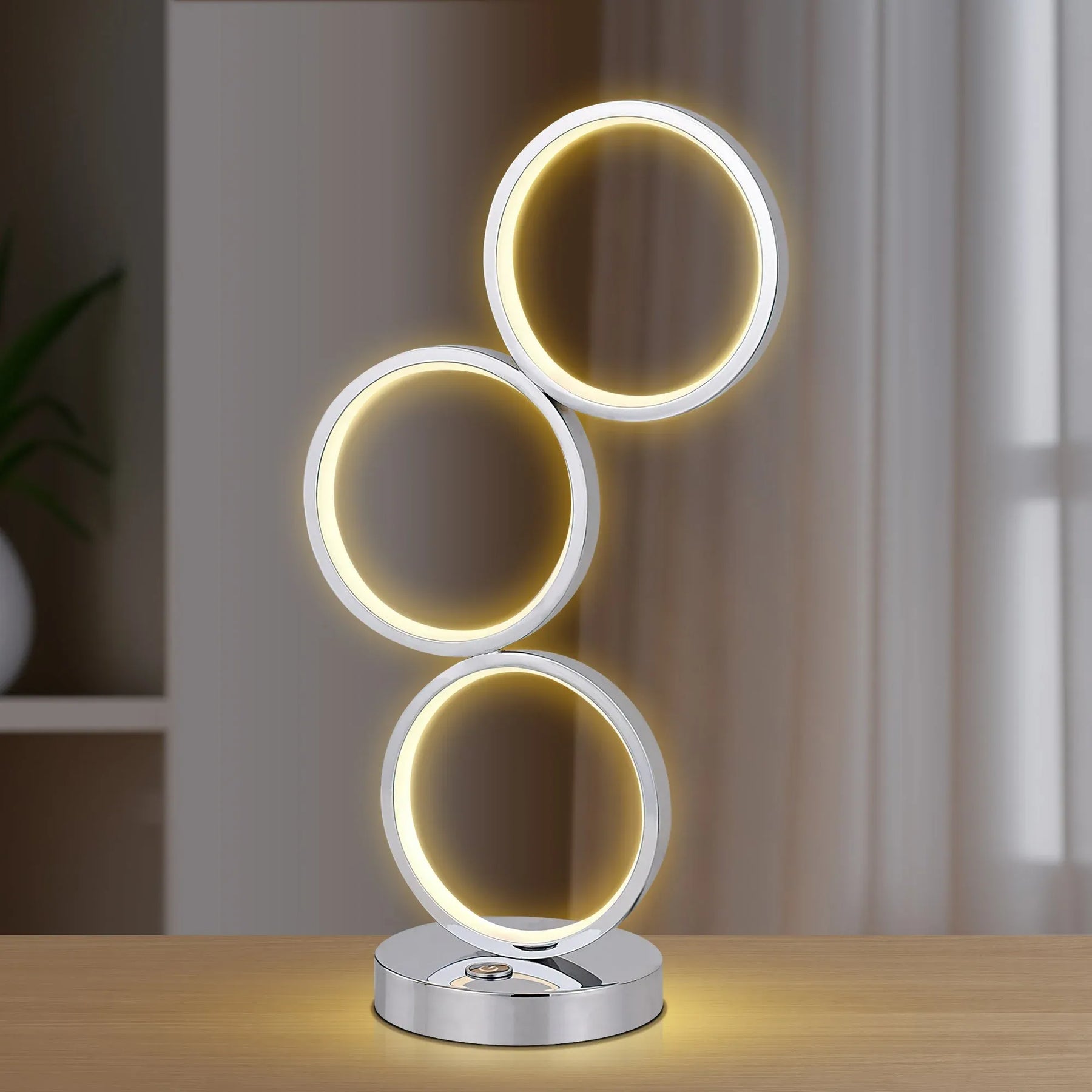Iva LED Touch Table Lamp – Chrome 44cm, 18W Circular Light Design