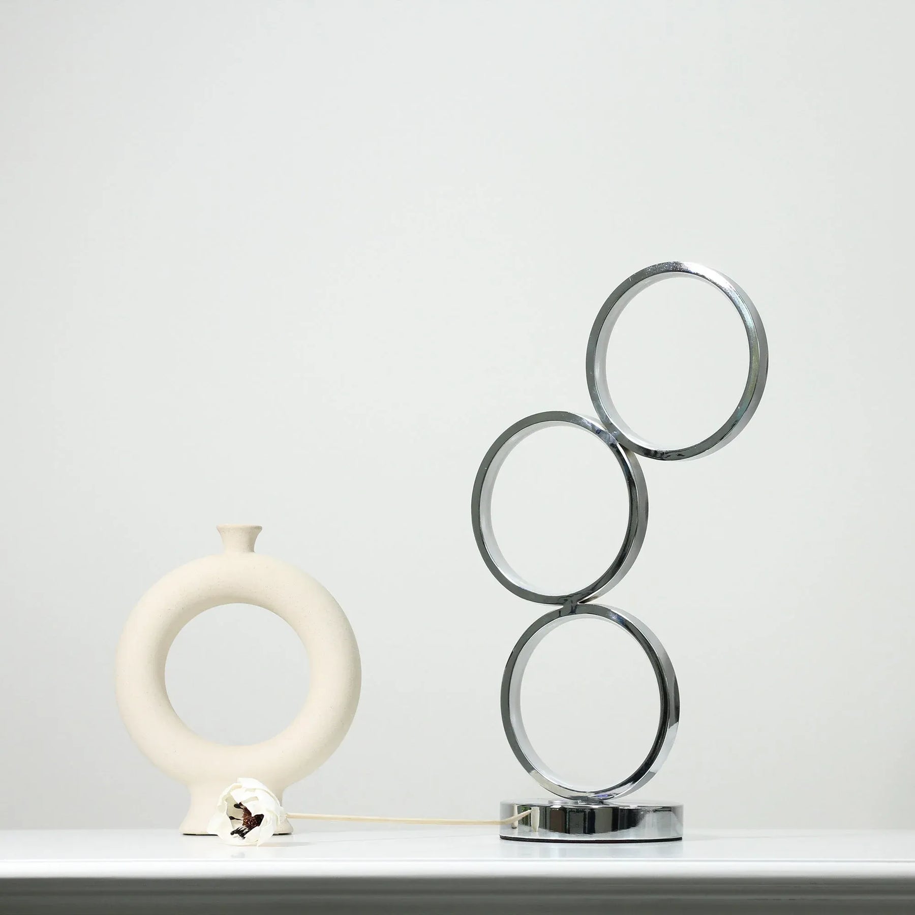 Iva LED Touch Table Lamp – Chrome 44cm, 18W Circular Light Design