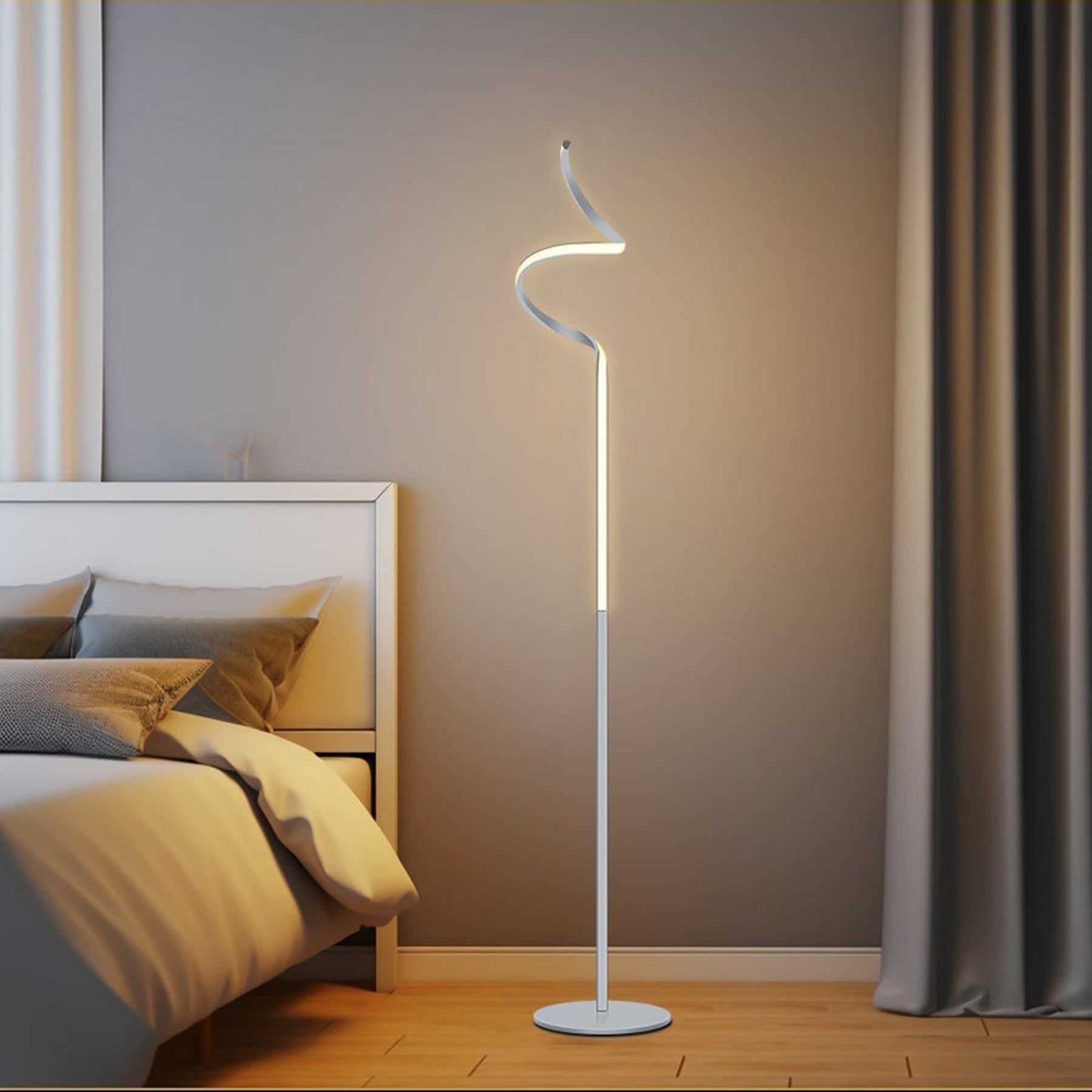 Chipper LED Floor Lamp – Chrome 145cm, 10W with On-Cord Switch