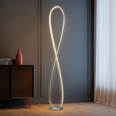 Infinite LED Floor Lamp – Chrome Metal Base 130cm, 870lm