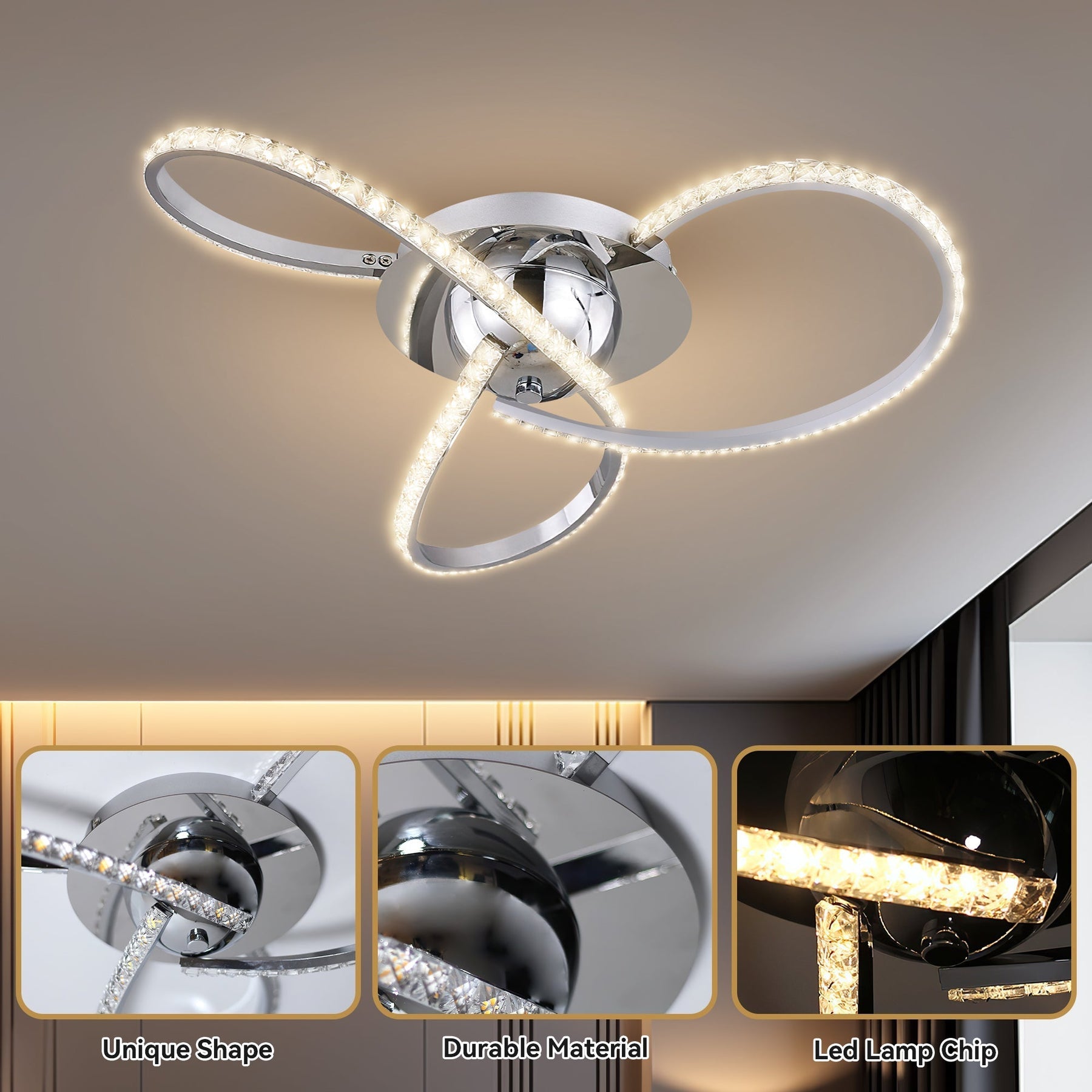 Lexi Lighting Irie Dimmable 3 Light LED Ceiling Light 20W - Chrome