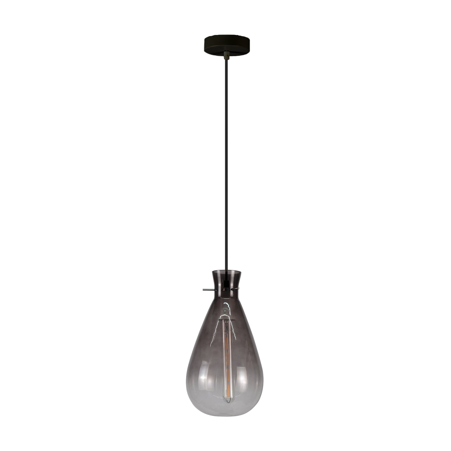 Orson Pendant Light - Grey Glass, E27 Max 60W, 18x18x180cm