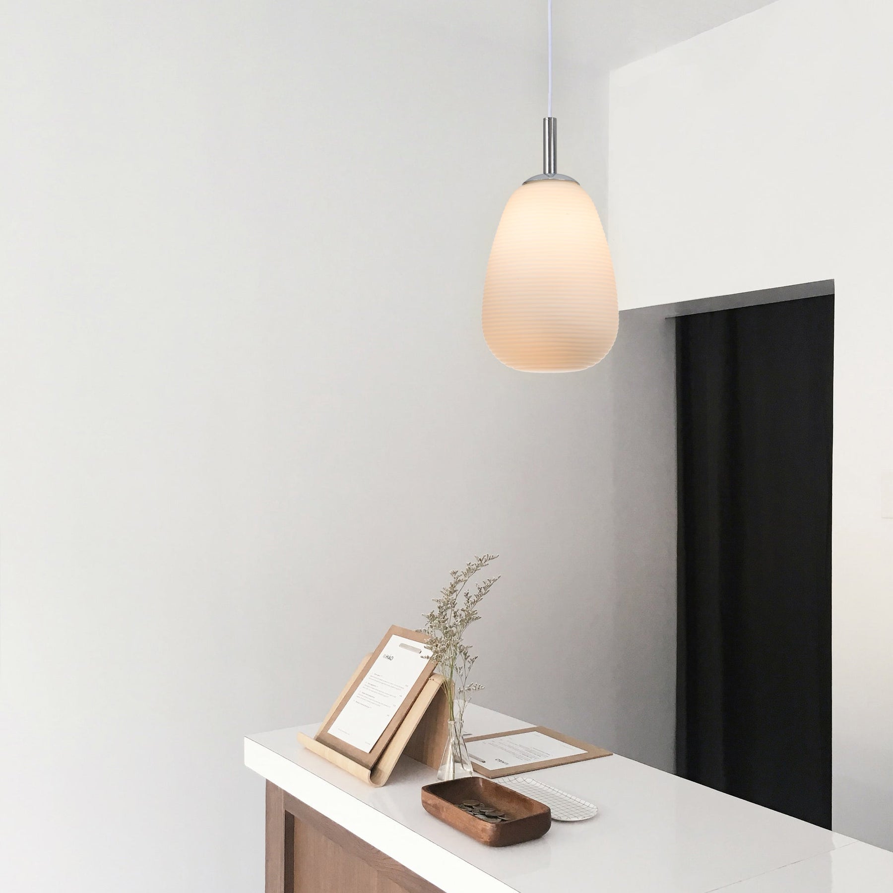 Briella Glass Pendant Light - Chrome & Opal, H 170cm x L 23cm x W 23cm - SuperSaverAU - view 1