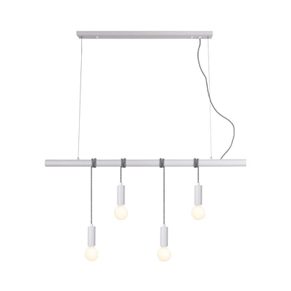 Bikkel Four Light Pendant - White, H 210cm x L 120cm, Adjustable Heights