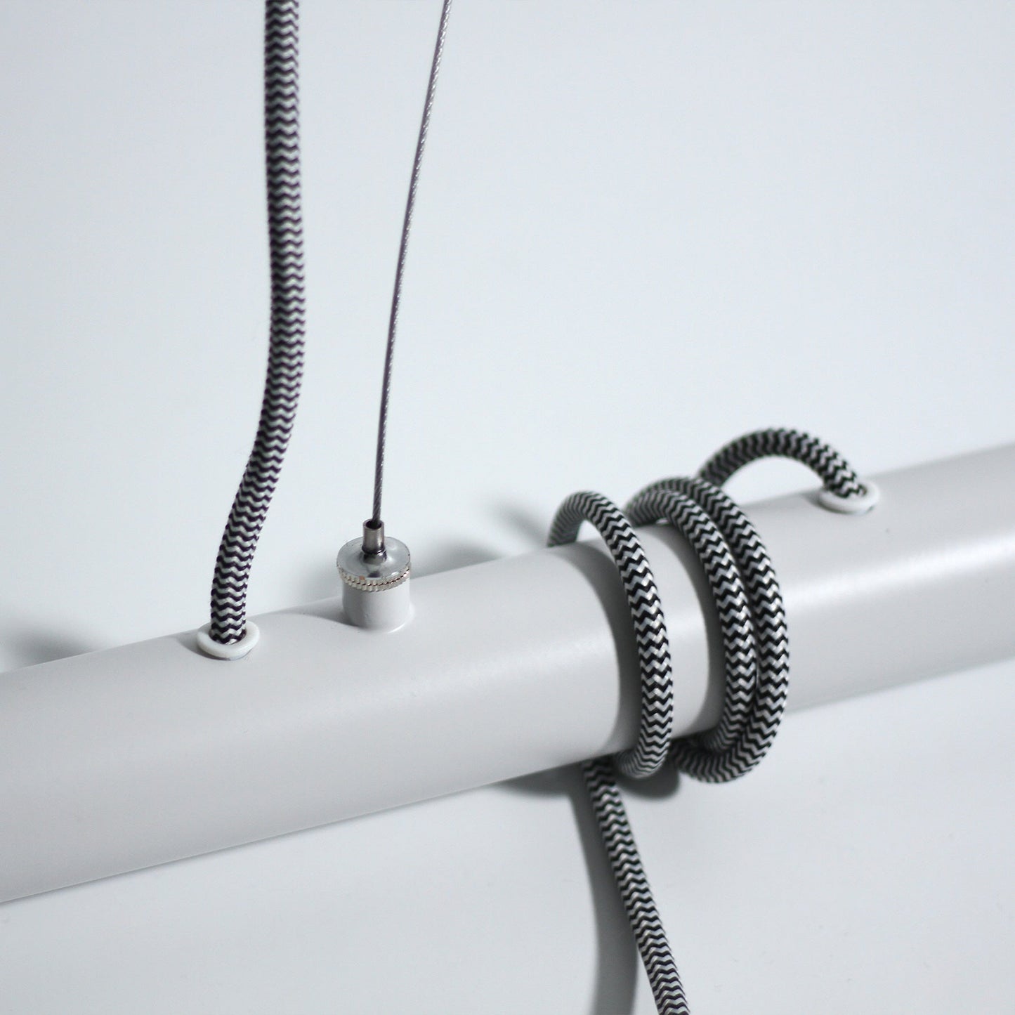 Bikkel Four Light Pendant - White, H 210cm x L 120cm, Adjustable Heights