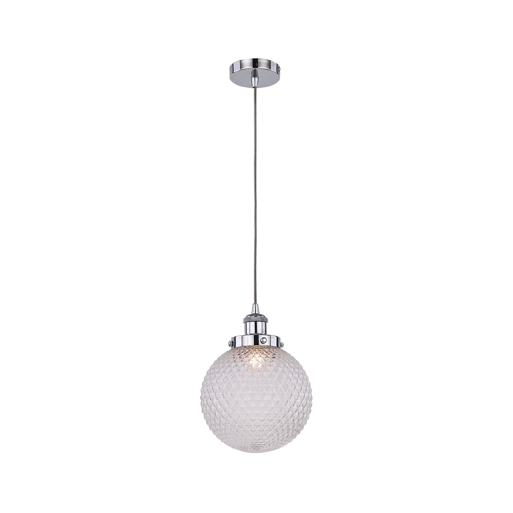Casablance Pendant Light - Large Chrome & Clear Diamond Glass Sphere 300mm - SuperSaverAU - view 1