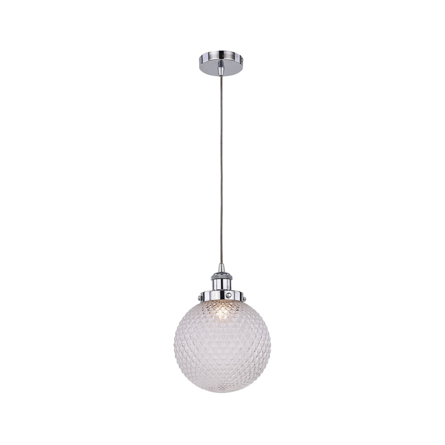 Casablance Pendant Light - Large Chrome & Clear Diamond Glass Sphere 300mm - SuperSaverAU - view 1