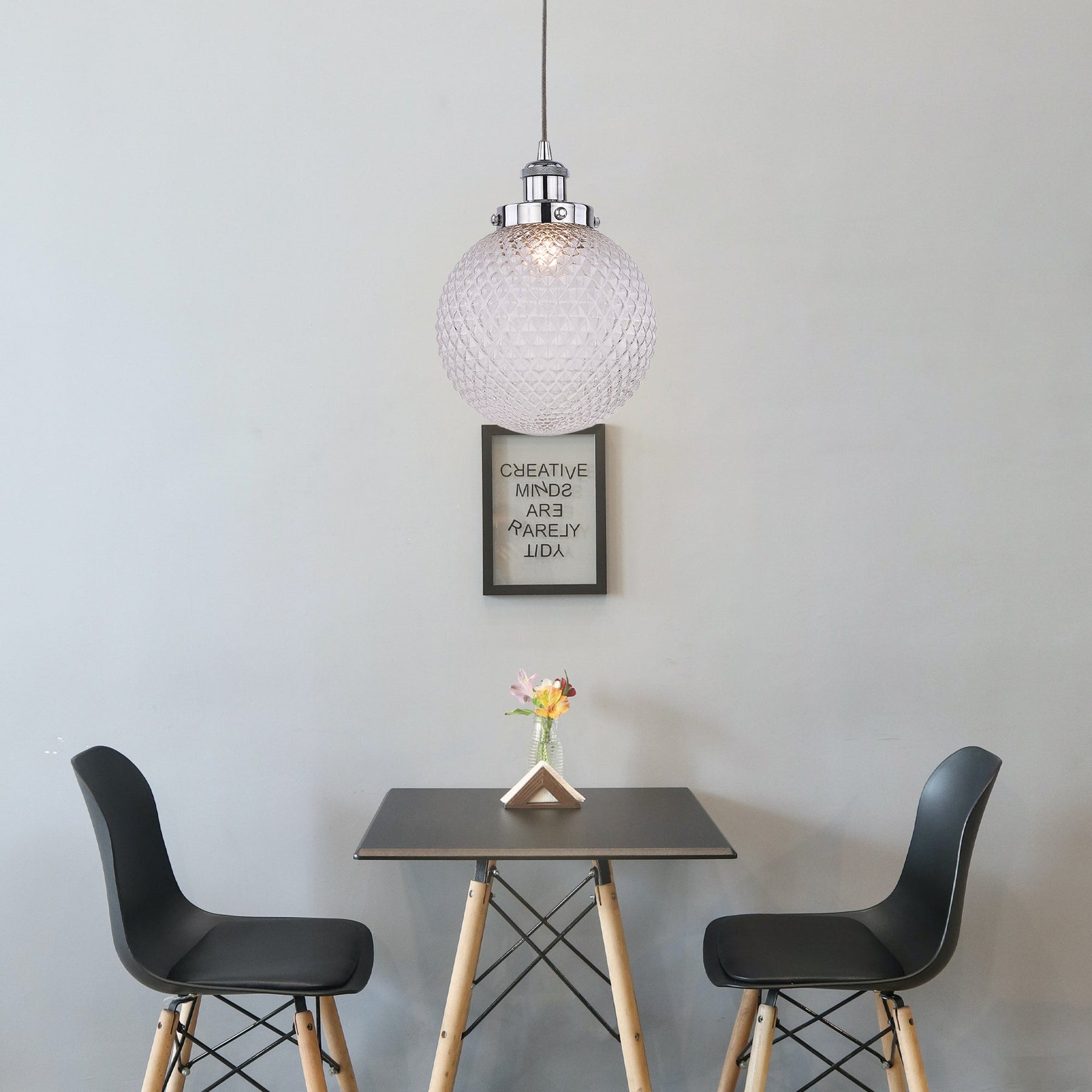 Casablance Pendant Light - Large Chrome & Clear Diamond Glass Sphere 300mm - SuperSaverAU - view 2