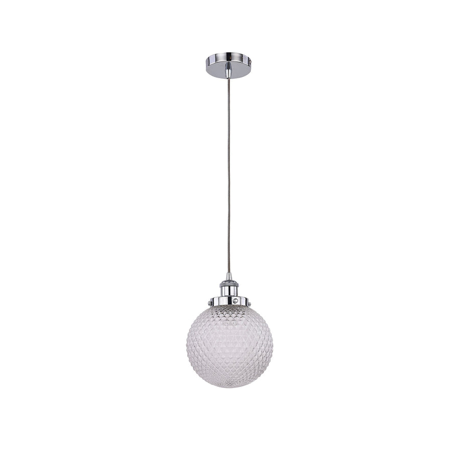 Casablance Pendant Light - Small Chrome & Clear Glass, 200mm Sphere - SuperSaverAU - view 1