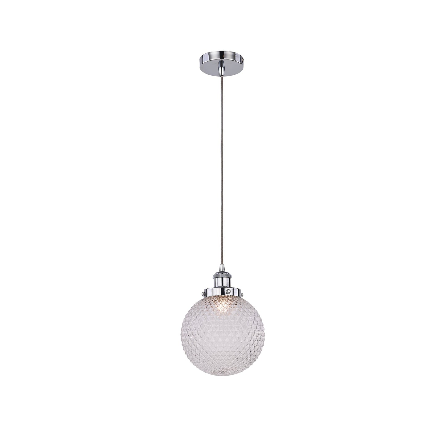 Casablance Pendant Light - Small Chrome & Clear Glass, 200mm Sphere