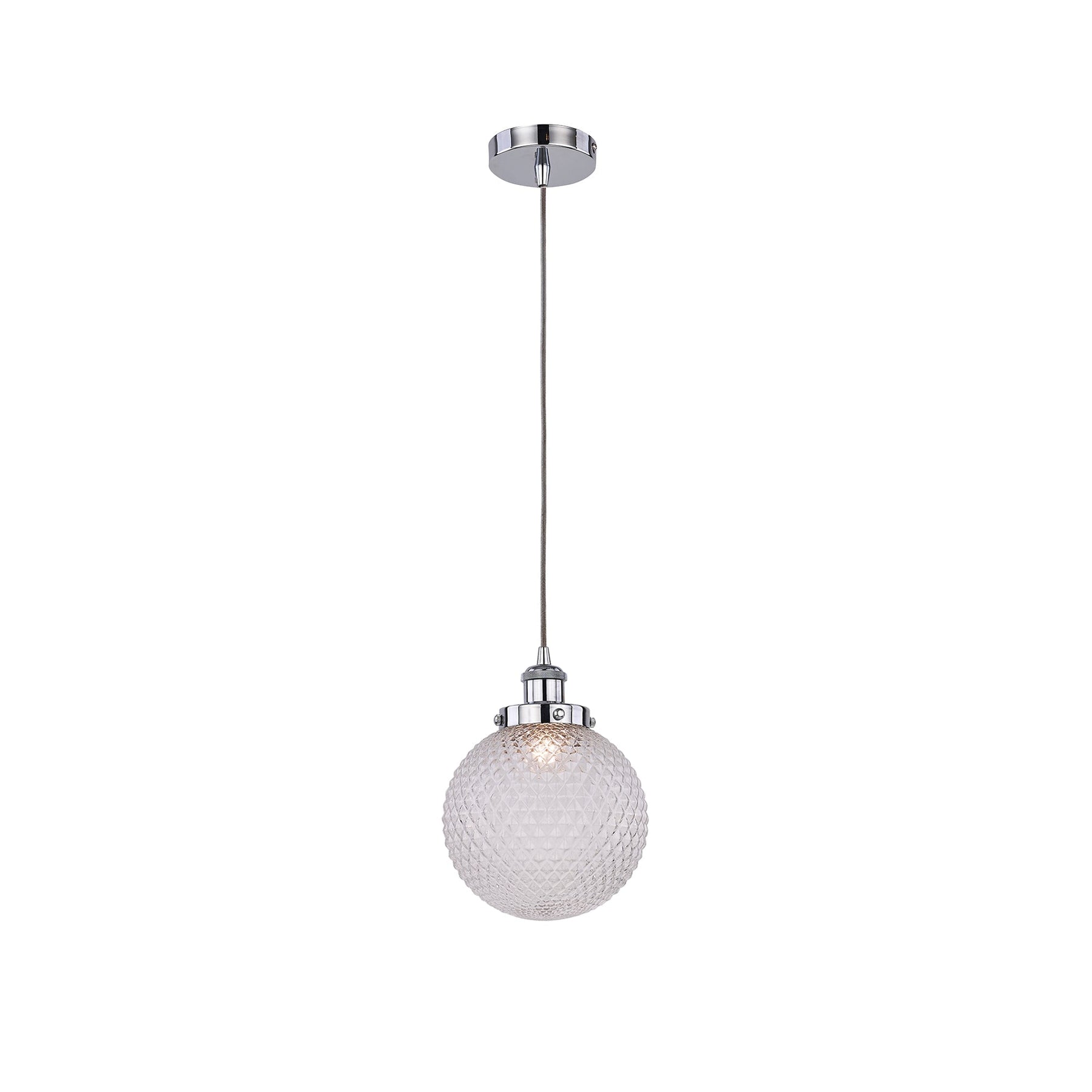 Casablance Pendant Light - Small Chrome & Clear Glass, 200mm Sphere - SuperSaverAU - view 2