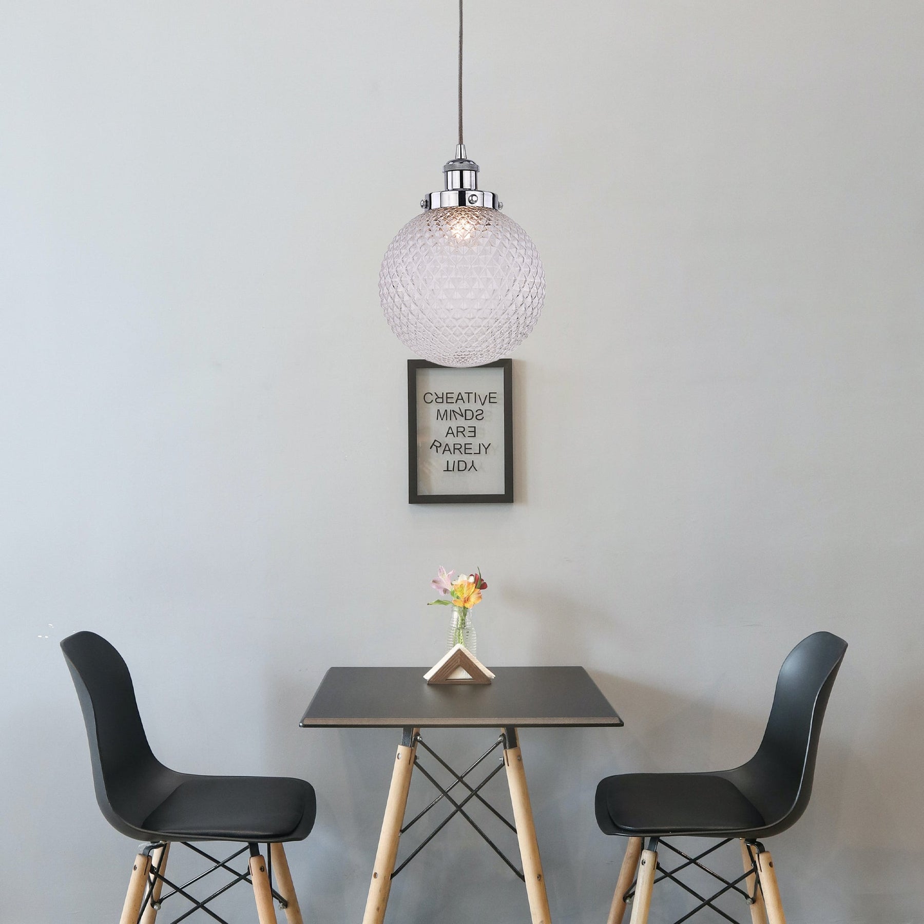 Casablance Pendant Light - Small Chrome & Clear Glass, 200mm Sphere - SuperSaverAU - view 3
