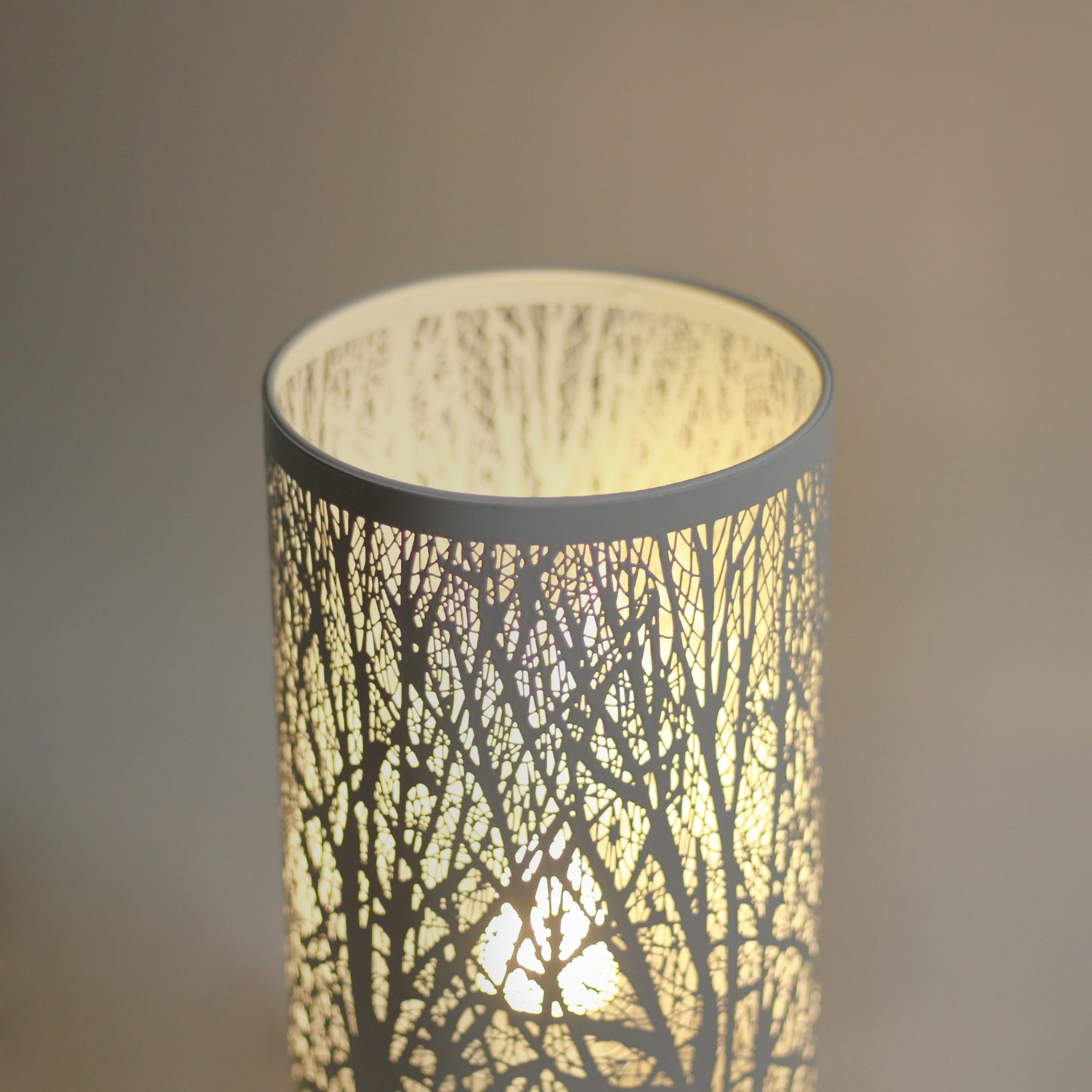 White Forest Table Lamp - 29H x 13.5W x 13.5D - Cylindrical Metal Shade, E27 - SuperSaverAU - view 1