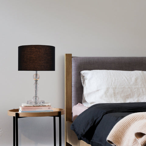 Moby Table Lamp - 42.5H cm Acrylic & Chrome with Black Linen Shade - SuperSaverAU - view 1