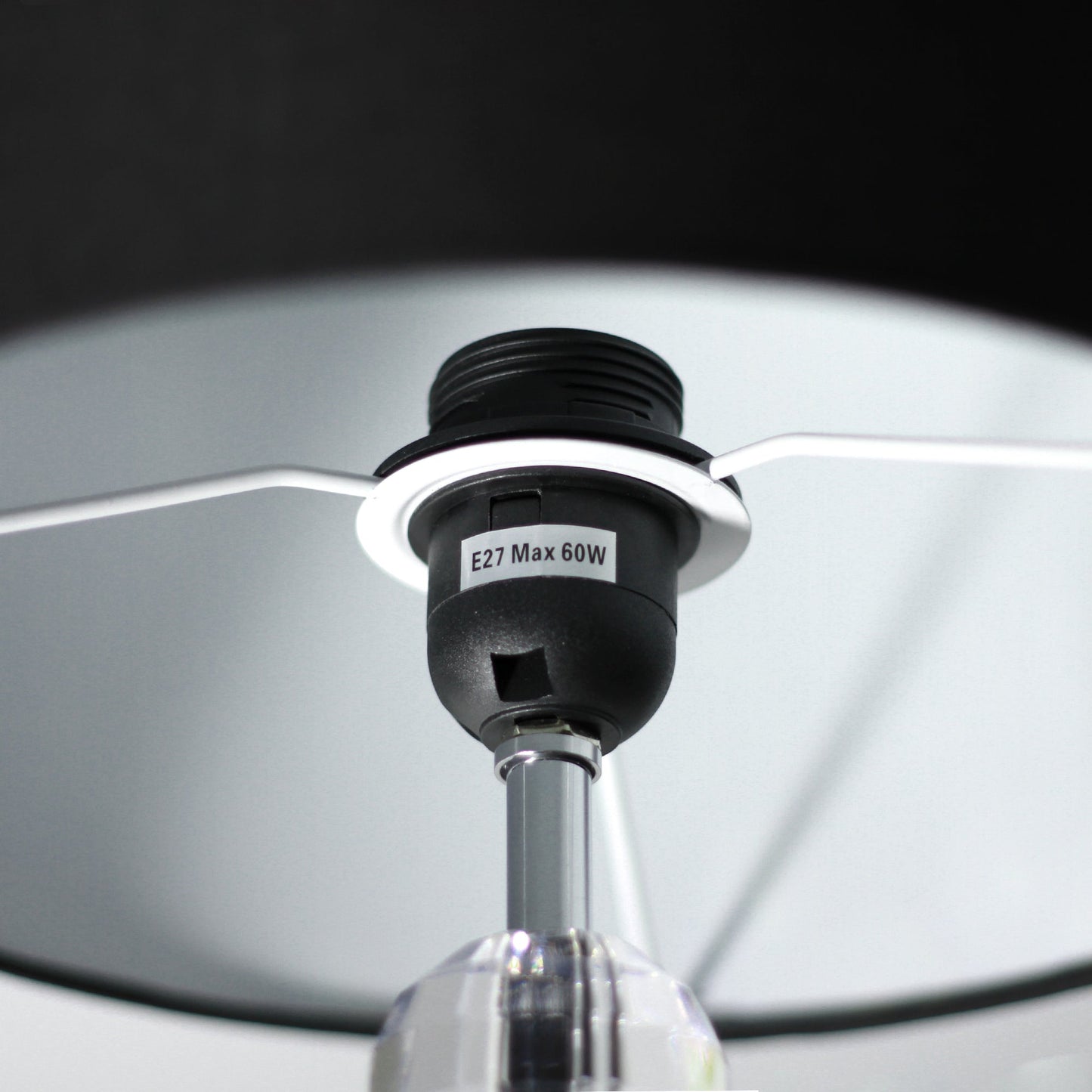 Moby Table Lamp - 42.5H cm Acrylic & Chrome with Black Linen Shade