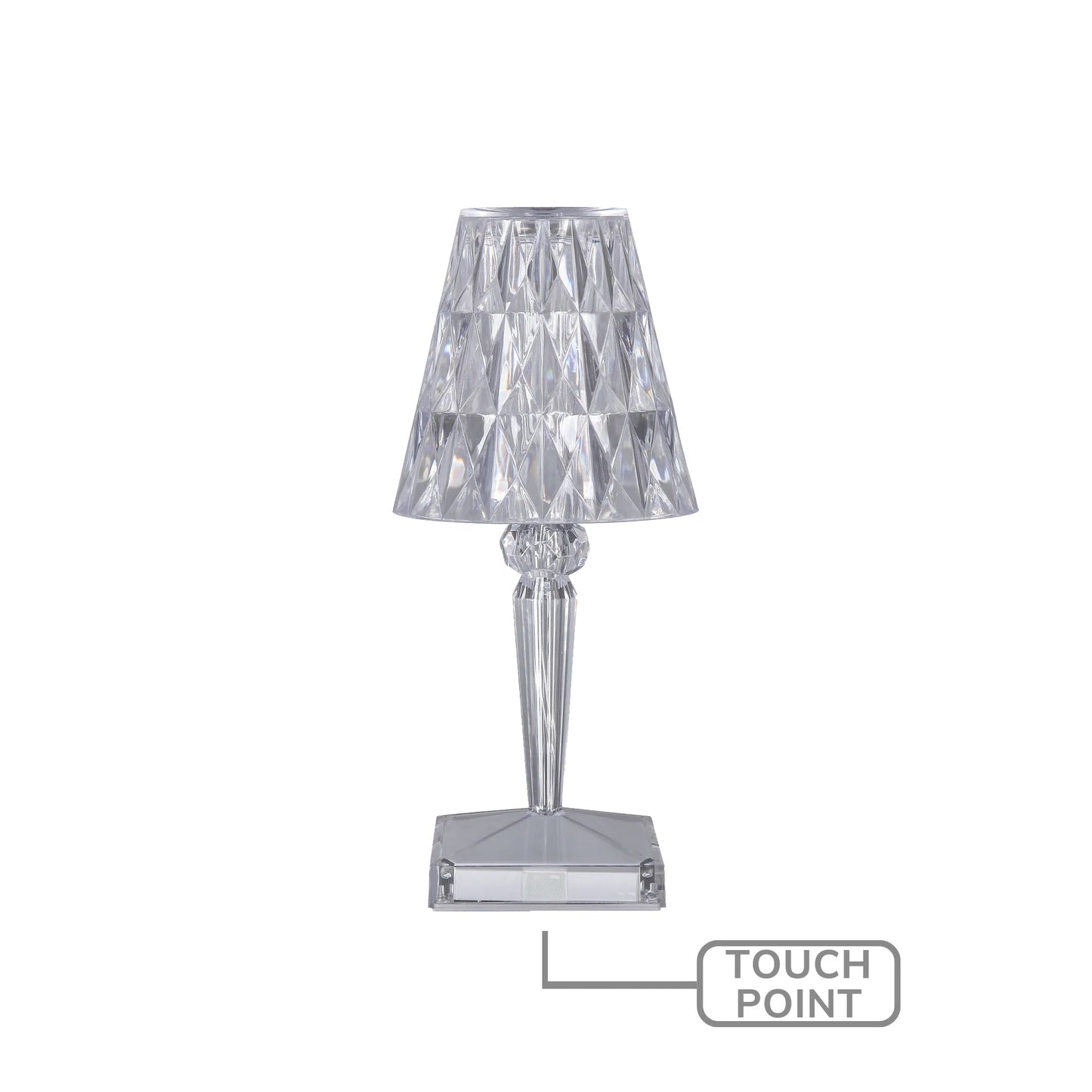 Eugenia Touch Table Lamp, 26H x 12W x 12D cm, Clear Acrylic, Battery Operated
