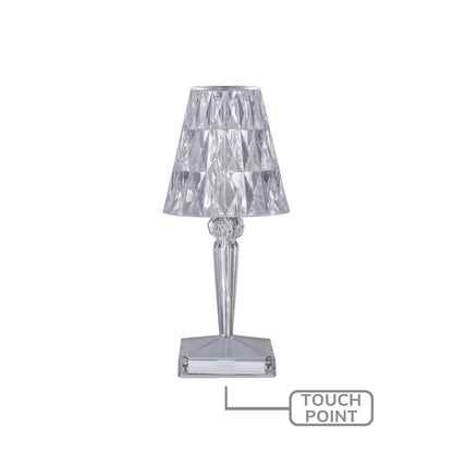 Eugenia Touch Table Lamp, 26H x 12W x 12D cm, Clear Acrylic, Battery Operated