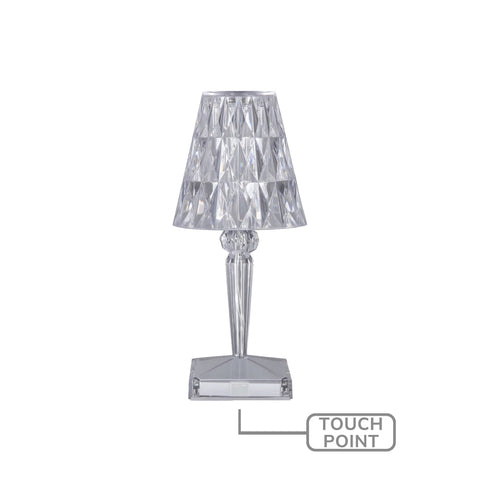 Eugenia Touch Table Lamp, 26H x 12W x 12D cm, Clear Acrylic, Battery Operated - SuperSaverAU - view 1