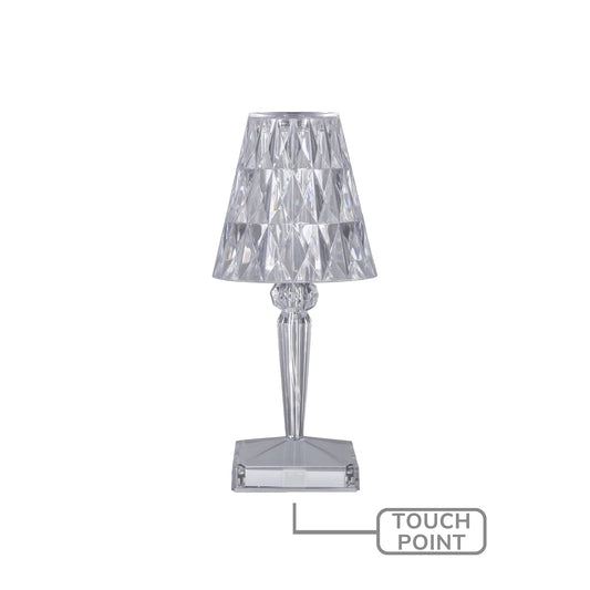 Eugenia Touch Table Lamp, 26H x 12W x 12D cm, Clear Acrylic, Battery Operated