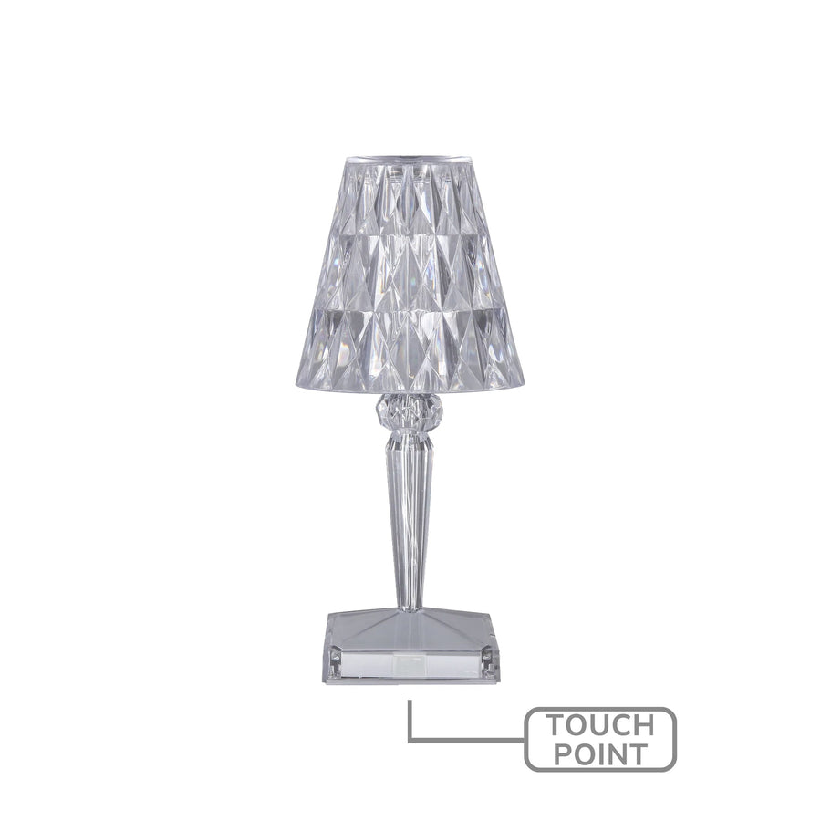 Eugenia Touch Table Lamp, 26H x 12W x 12D cm, Clear Acrylic, Battery Operated - SuperSaverAU - view 1