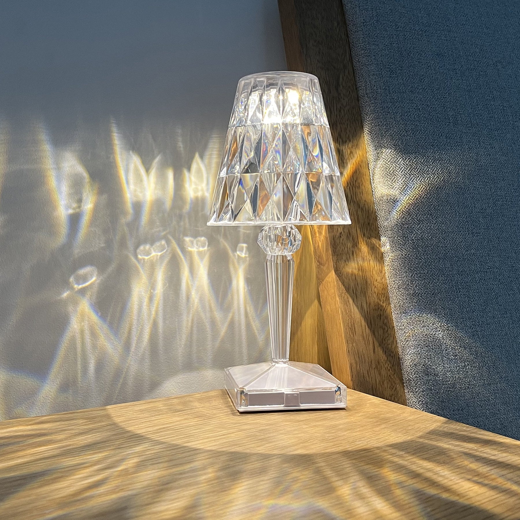 Eugenia Touch Table Lamp, 26H x 12W x 12D cm, Clear Acrylic, Battery Operated - SuperSaverAU - view 2