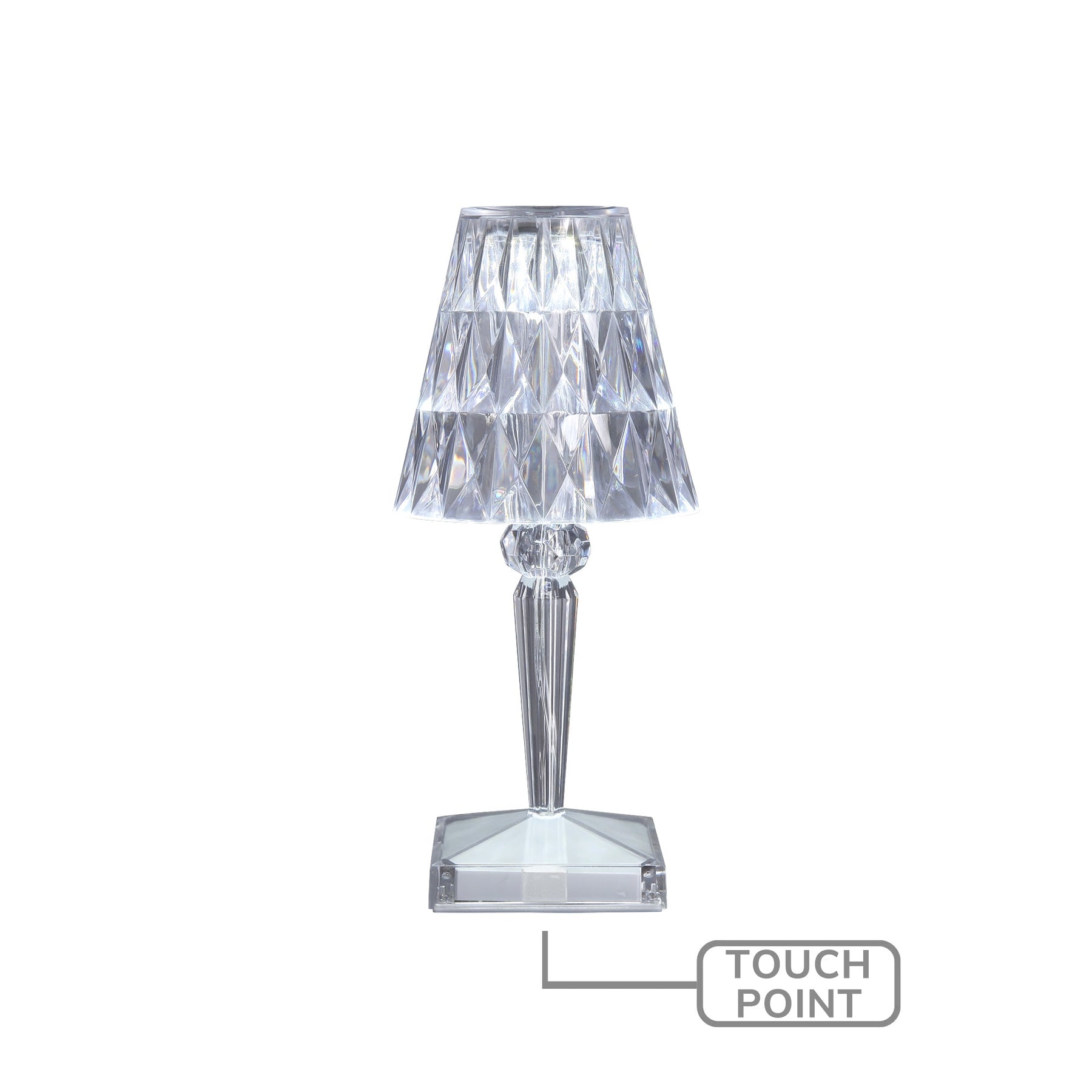 Eugenia Touch Table Lamp, 26H x 12W x 12D cm, Clear Acrylic, Battery Operated - SuperSaverAU - view 4