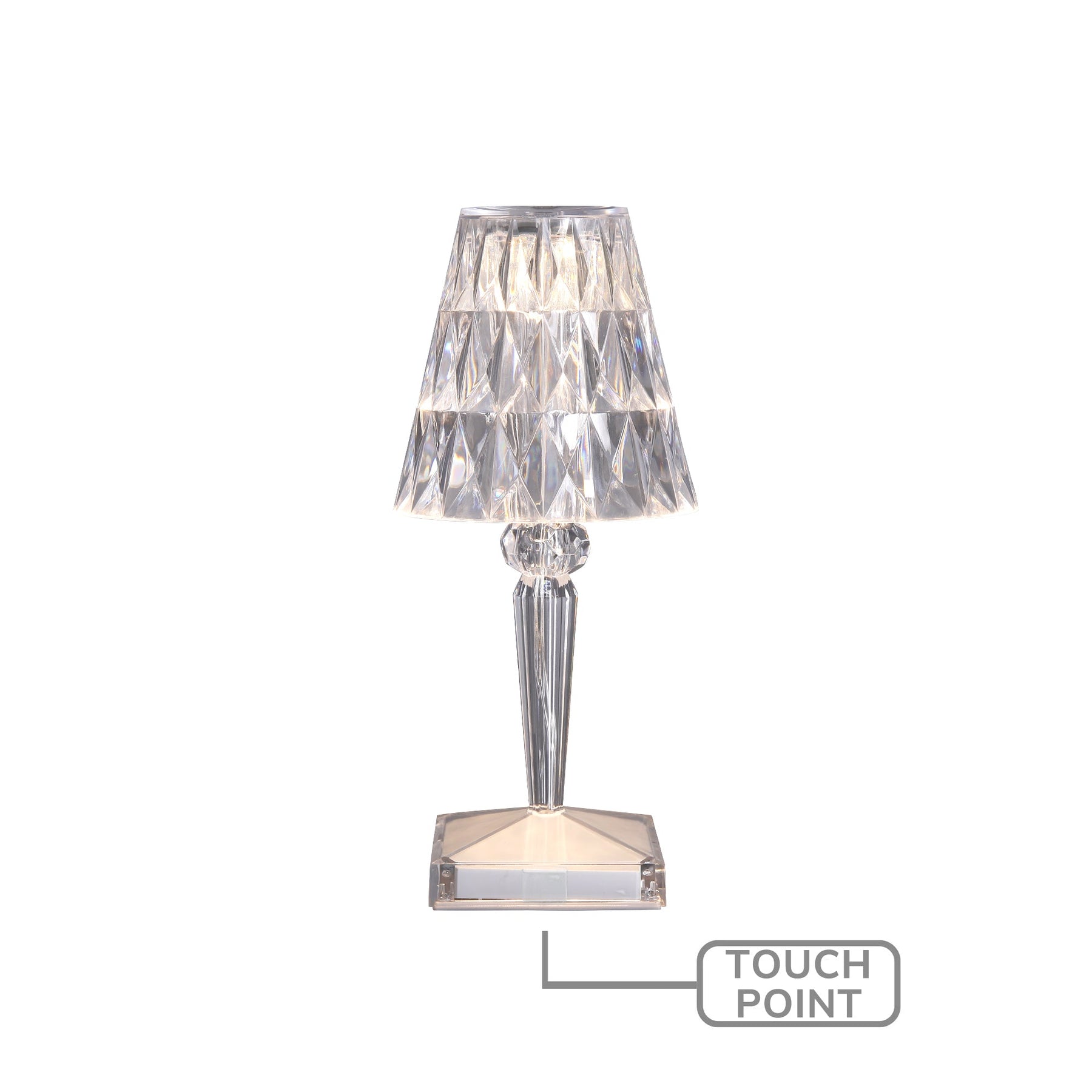 Eugenia Touch Table Lamp, 26H x 12W x 12D cm, Clear Acrylic, Battery Operated - SuperSaverAU - view 5