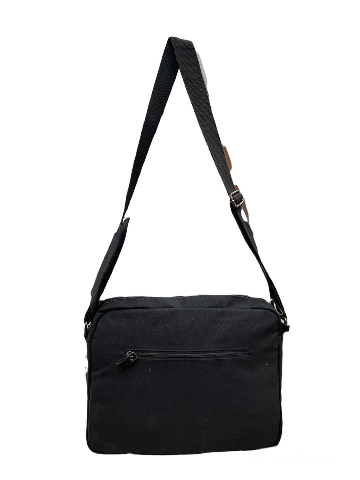 FIB Byron Black Canvas Laptop Messenger Bag 13 Inch