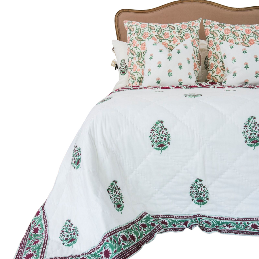 Premium Kolka Kaner Reversible Cotton Coverlet - Ruby Queen