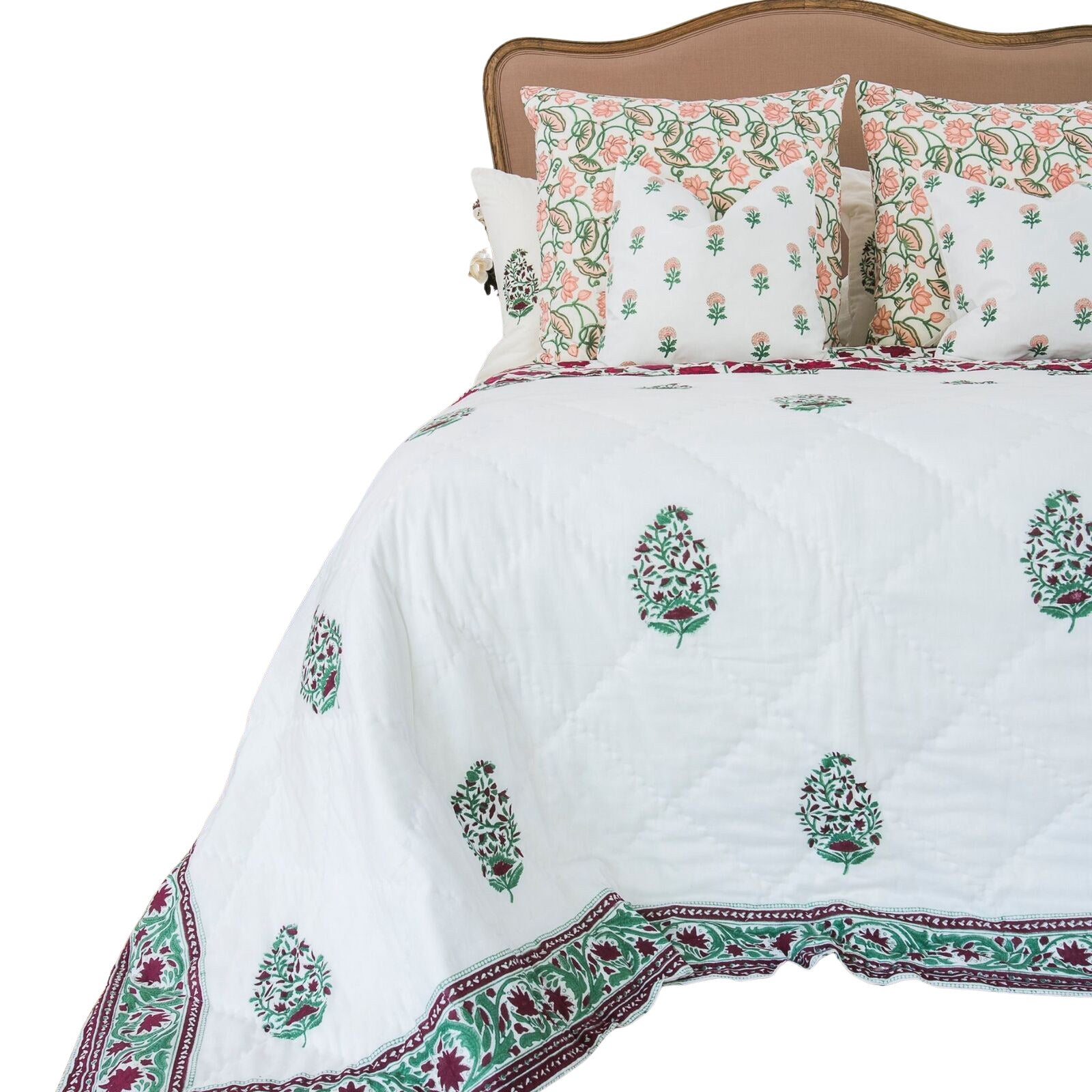 Premium Kolka Kaner Reversible Cotton Coverlet - Ruby Queen