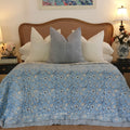 Premium Wild Flower Ocean Reversible Cotton Quilt - Blue King