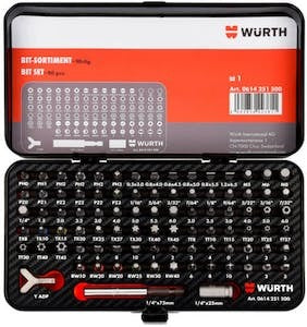 Wurth Universal 90 Piece Drill Bit Set with Magnetic Holder & Metal Box