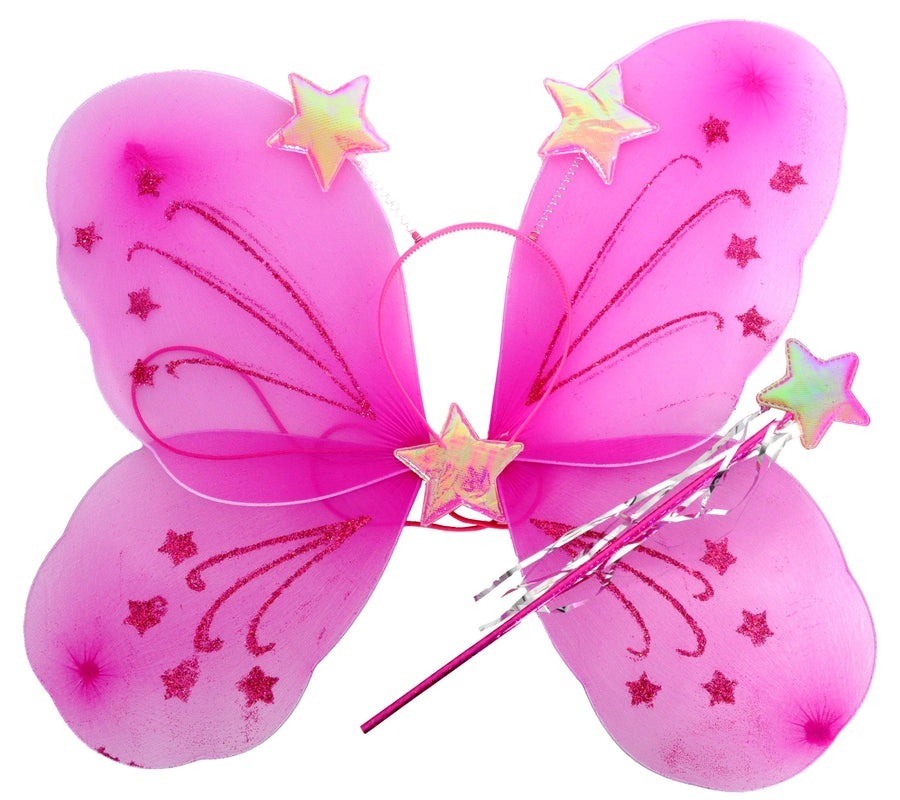 Girls Kids Angel Fairy Butterfly Wing Fancy Princess Party Costume - Hot Pink - SuperSaverAU - view 1