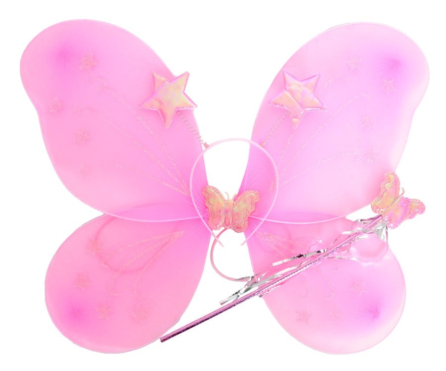 Girls Kids Angel Fairy Butterfly Wing Fancy Princess Costume Party - Light Pink - SuperSaverAU - view 1