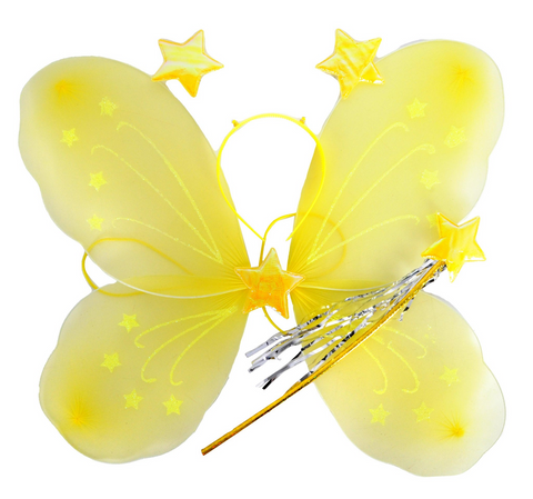 Girls Kids Angel Fairy Butterfly Wing Fancy Princess Dress Up Party Costume Prop - Yellow - SuperSaverAU - view 1