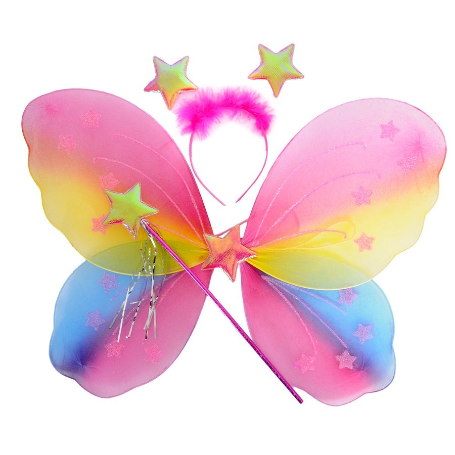 Girls Kids Angel Fairy Butterfly Wing Princess Party Costume Prop - Rainbow - SuperSaverAU - view 1