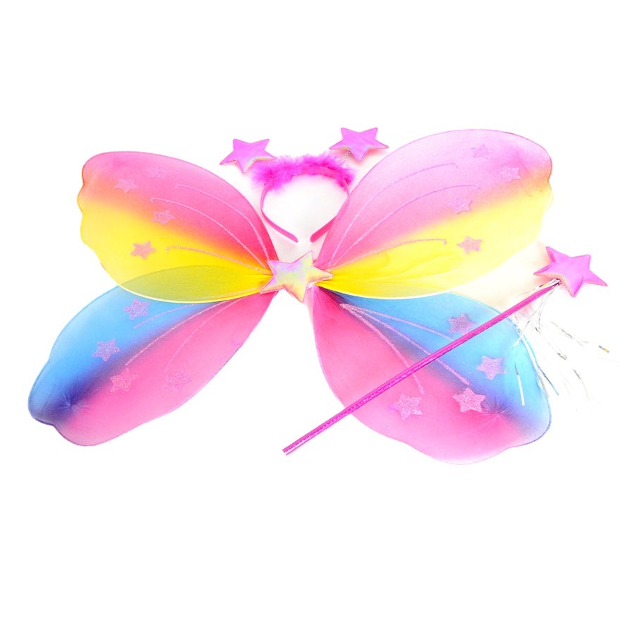 Girls Kids Angel Fairy Butterfly Wing Princess Party Costume Prop - Rainbow - SuperSaverAU - view 2