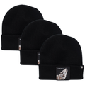 3 Pack Goorin Lone Wolf Beanie Hats - Black