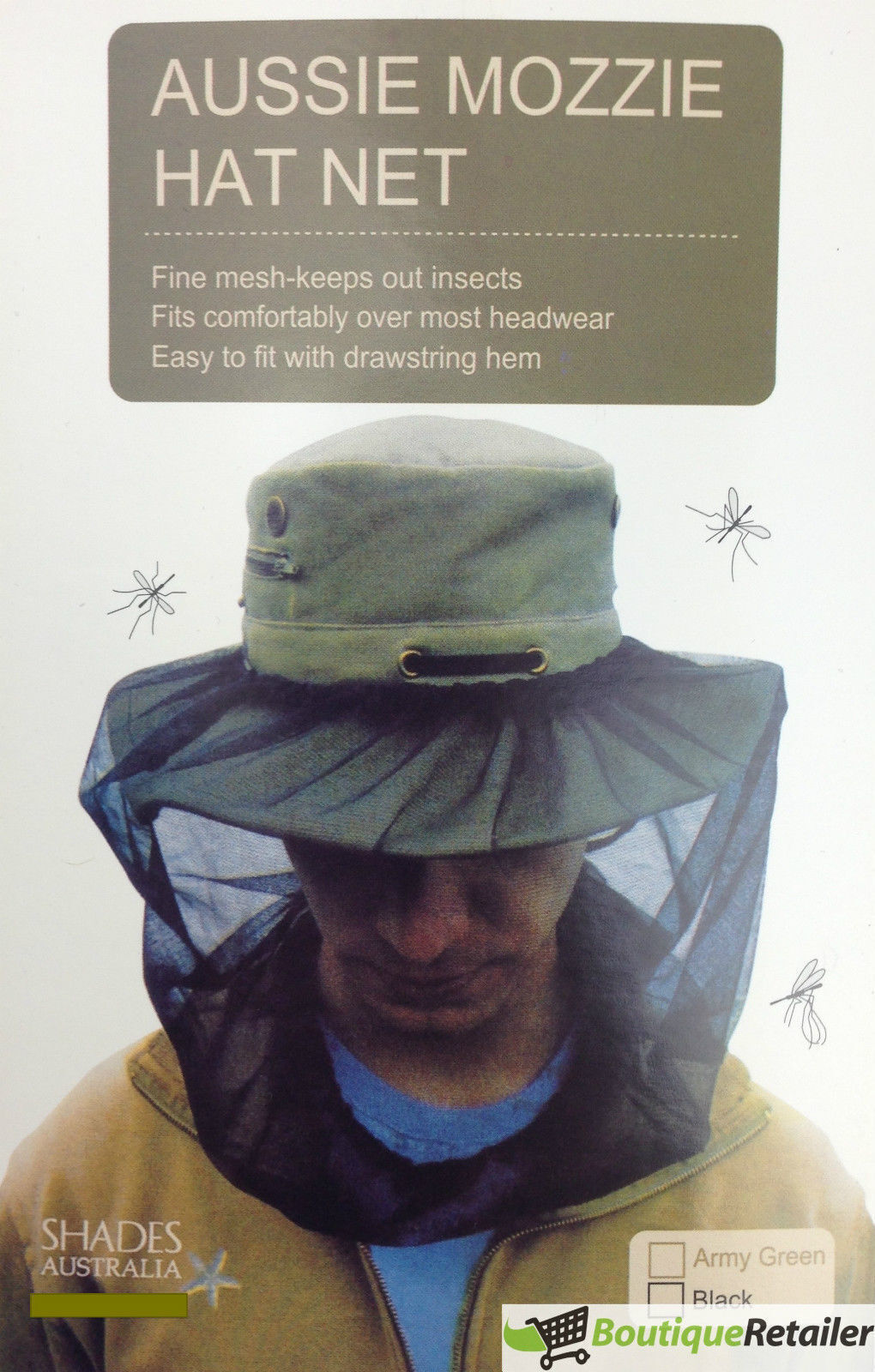 Mosquito Hat Net Head Protector Insect Mesh - Black - SuperSaverAU - view 3