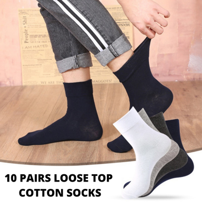 10 Pairs of Cotton Loose Top Socks for Medical Comfort