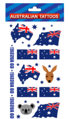 Body Tattoos Fake Temporary Face Australian Aussie Day Flag Contemporary Tats - SuperSaverAU - view 2