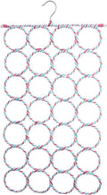 Premium 28 Hole Scarf Hanger Organiser with Swivel Hook - White