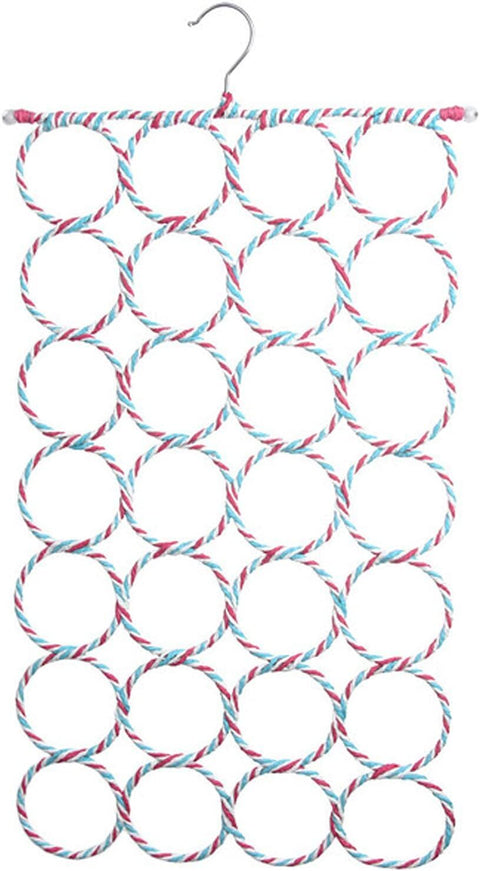 Premium 28 Hole Scarf Hanger Organiser with Swivel Hook - White