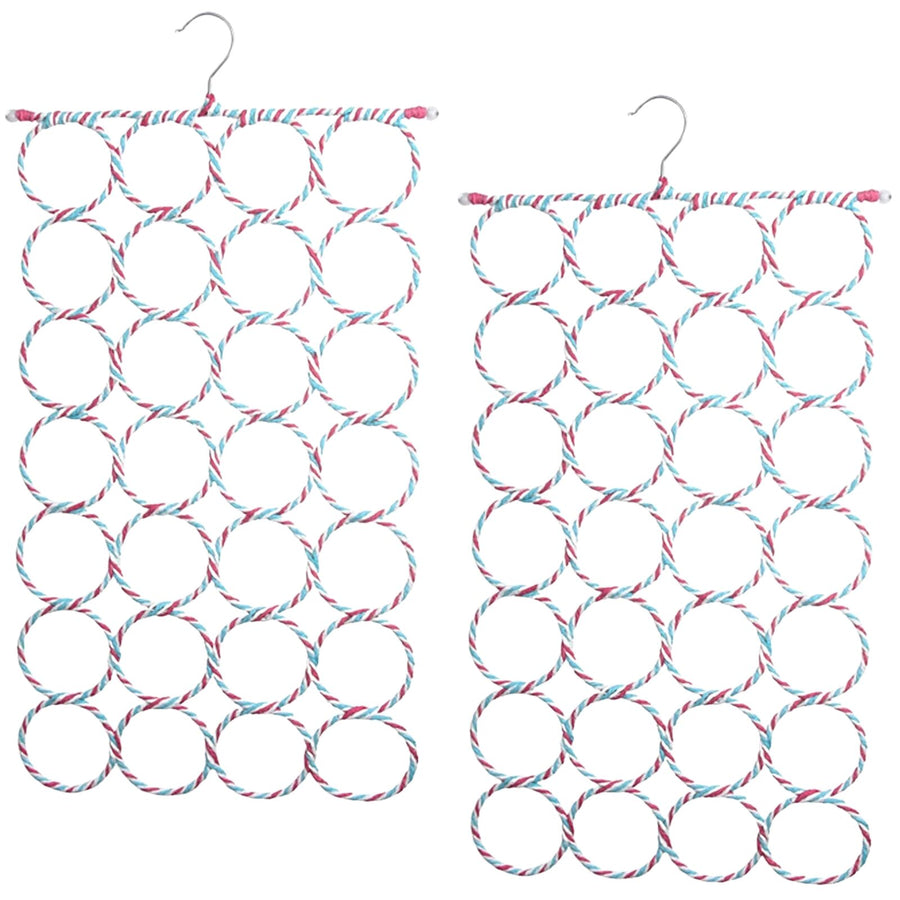 Premium 24 Hole Scarf Hanger Organisers with Swivel Hook - 2 Pack